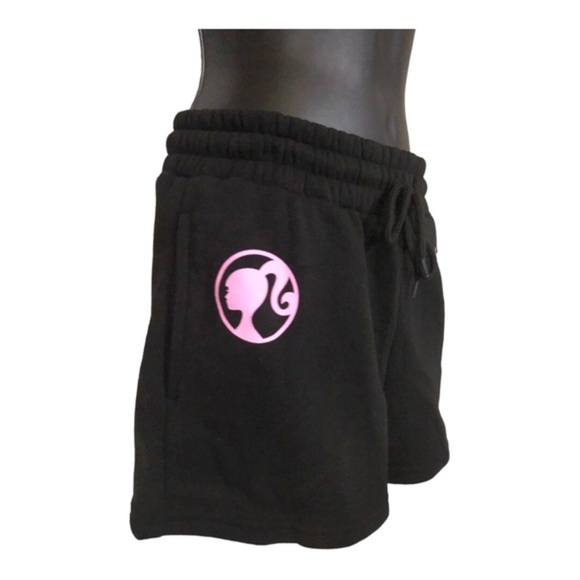 Barbie black pink graphic print drawstring waist sweats shorts size medium new - Picture 9 of 11